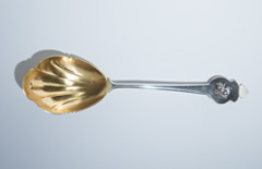 Gorham sterling silver spoon with spider decoration, gold washed